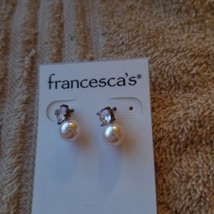 Francescas pearl cubic zirconia earrings